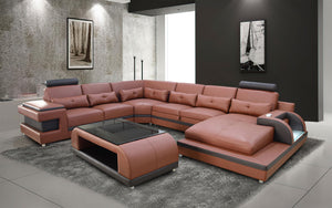 Kehlani Leather Sectional with LED Lights