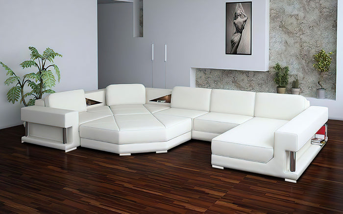 Stoughton Leather Sectional with Ottoman