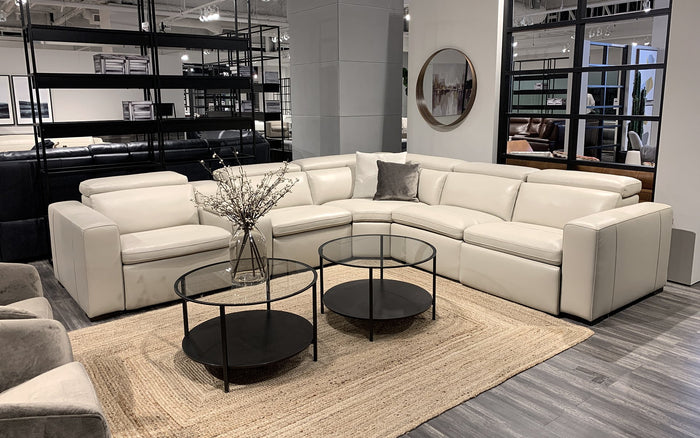 Motique Modern Leather Sectional with Recliner