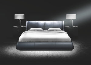 Wing Dark Grey Leather Bed