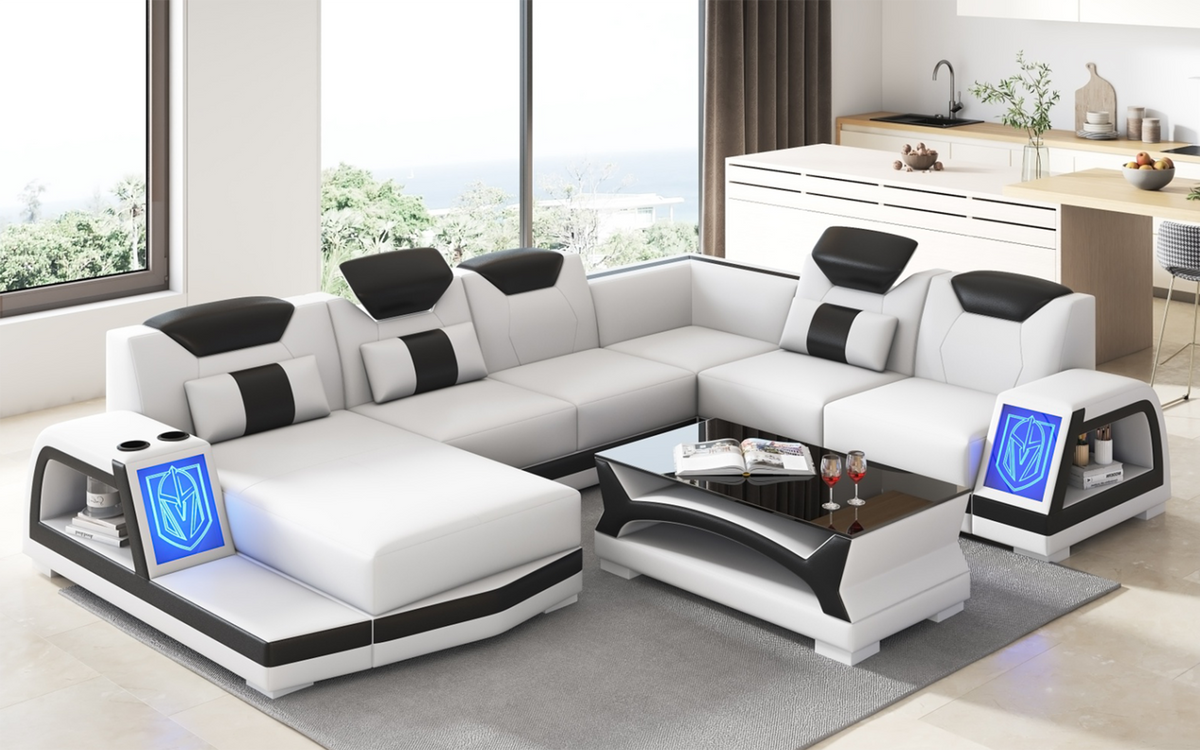 Vincenzo Futuristic Modern Sectional With Illuminating LED