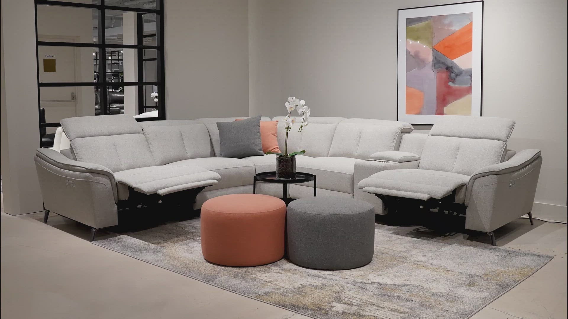 Rium Modern Fabric Sectional With Recliners