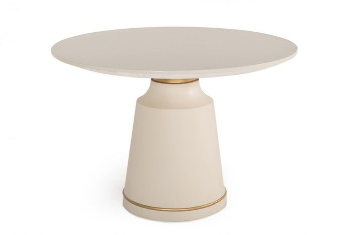 Akalida Modern Off-White Concrete & Brass Coffee Table