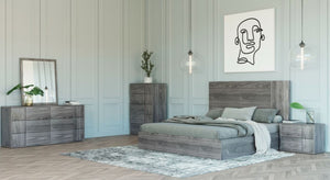 Misty Domus Asus - Italian Modern Elm Grey Bedroom Set