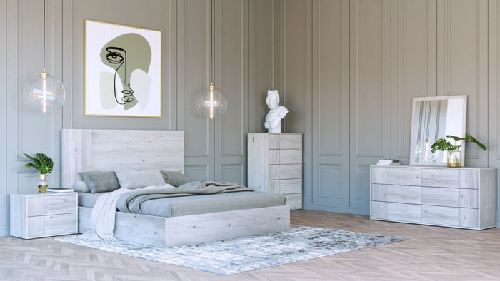 Raphael Domus Asus - Modern Italian White Washed Bedroom Set