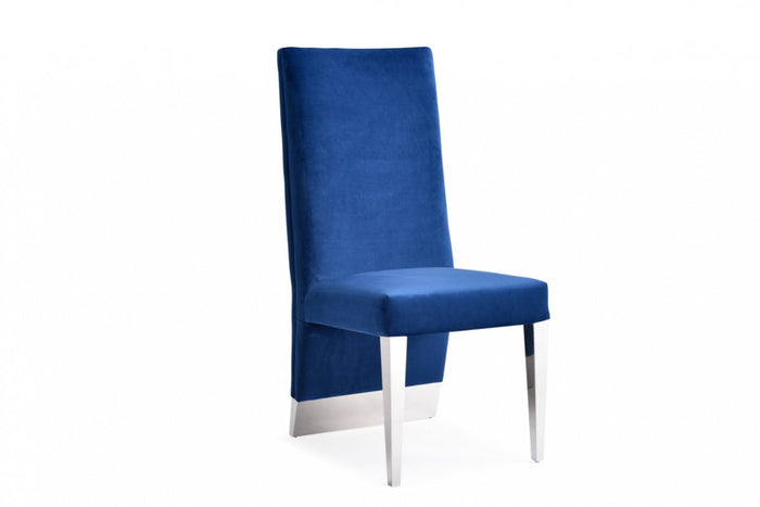 Kolpin Blue Velvet & Stainless Steel Dining Chair (Set of 2)