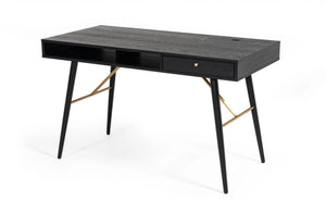 Burni Modern Black Oak & Gold Desk