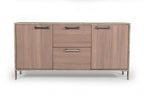 Butoo Modern Brown Oak & Faux Concrete Office File Cabinet