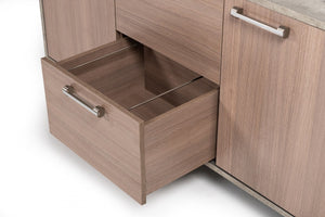 Butoo Modern Brown Oak & Faux Concrete Office File Cabinet