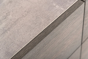 Brubon Modern Faux Concrete & Grey Dresser&Mirror