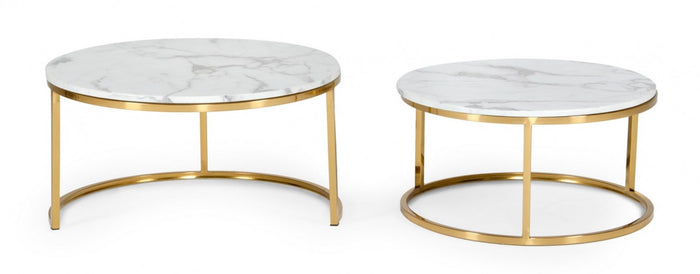 Cinelli - Modern Gold and Marble Coffee Table Set