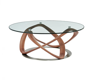 Caulonia - Modern Glass + Walnut Coffee Table