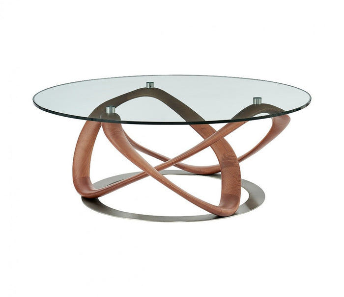 Caulonia - Modern Glass + Walnut Coffee Table