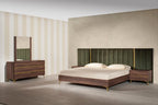 Camlo Modern Walnut & Green Velvet Bed