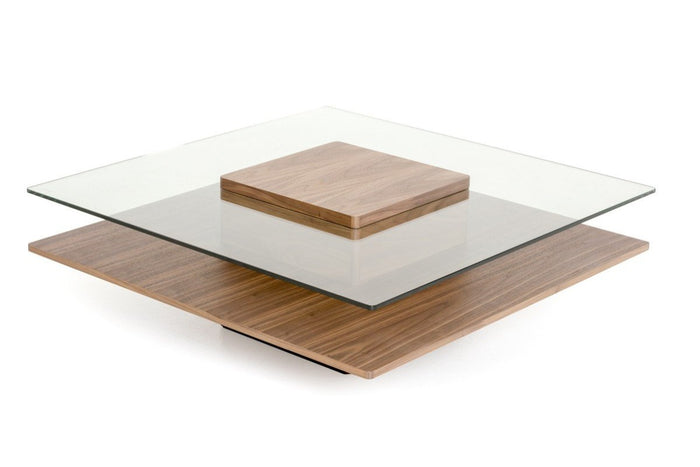 Codi Modern Walnut and Glass Coffee Table