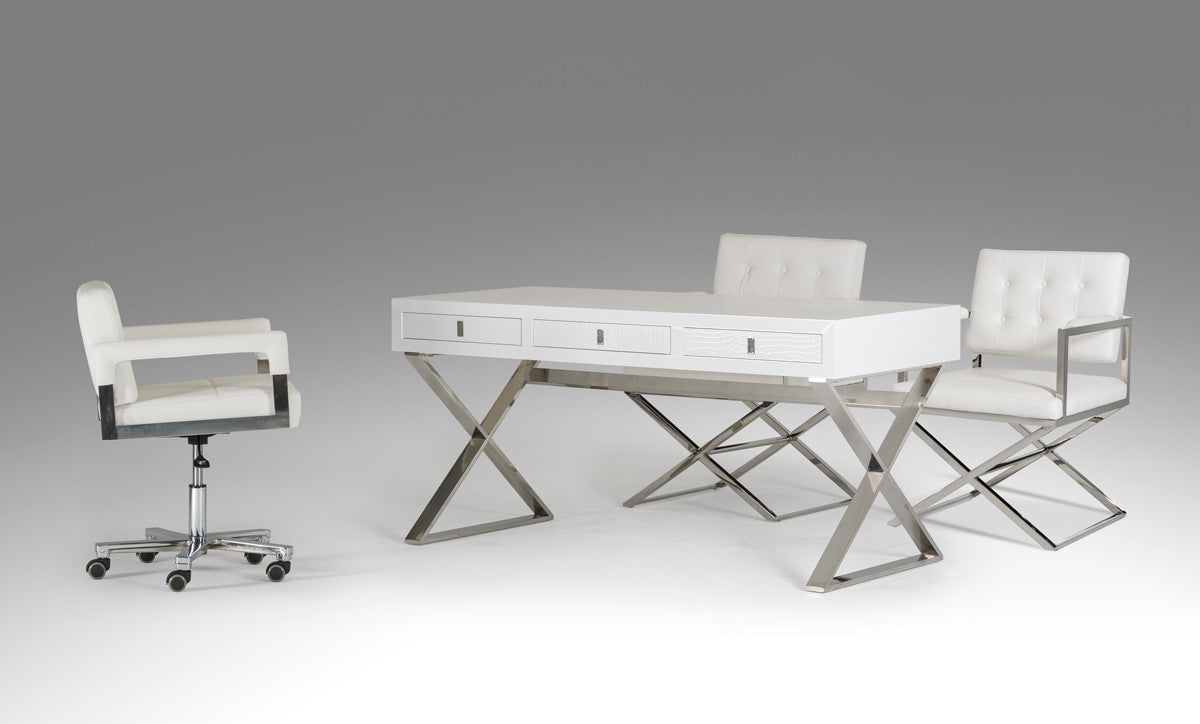 Crewn Transitional White Crocodile Desk