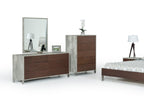 Camona Modern Dark Walnut & Faux Concrete Dresser&Mirror