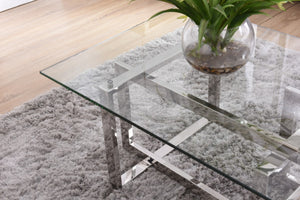 Valet Modern Glass & Stainless Steel Coffee Table
