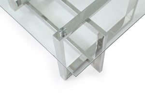 Valet Modern Glass & Stainless Steel Coffee Table