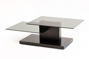 Domina Contemporary Black Oak and Glass Coffee Table