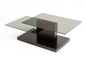 Domina Contemporary Black Oak and Glass Coffee Table