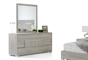 Modrest Izaan Italian Modern Grey Dresser & Mirror