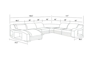 Saturn Modern Leather Sectional with Shaped Chaise