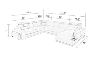 Carsa Modern Leather Sectional with Chaise