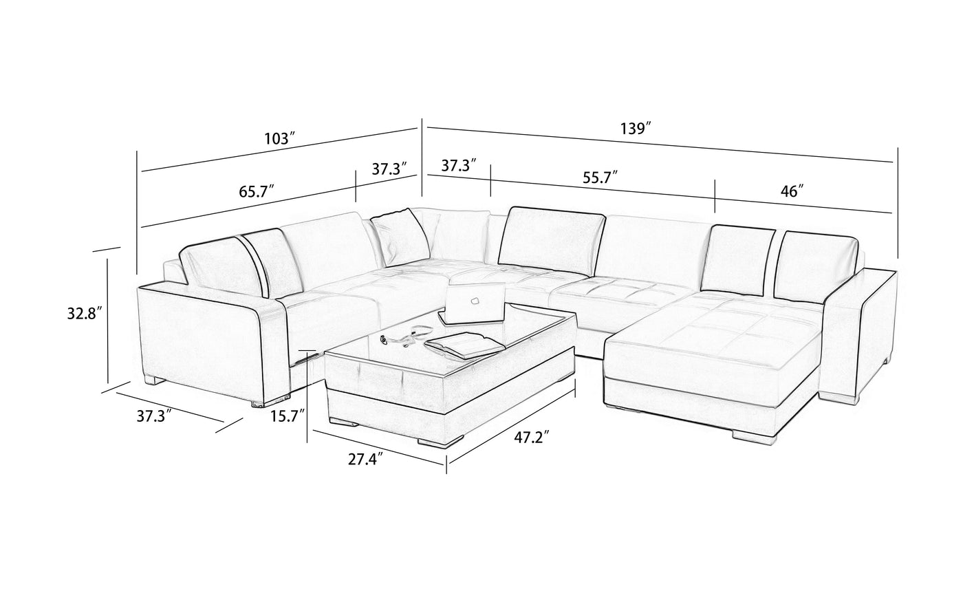 Ceaira Modern Modular Tufted Leather Sectional – Jubilee Furniture