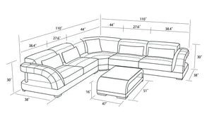Verger Modern Leather Sectional with Shelving