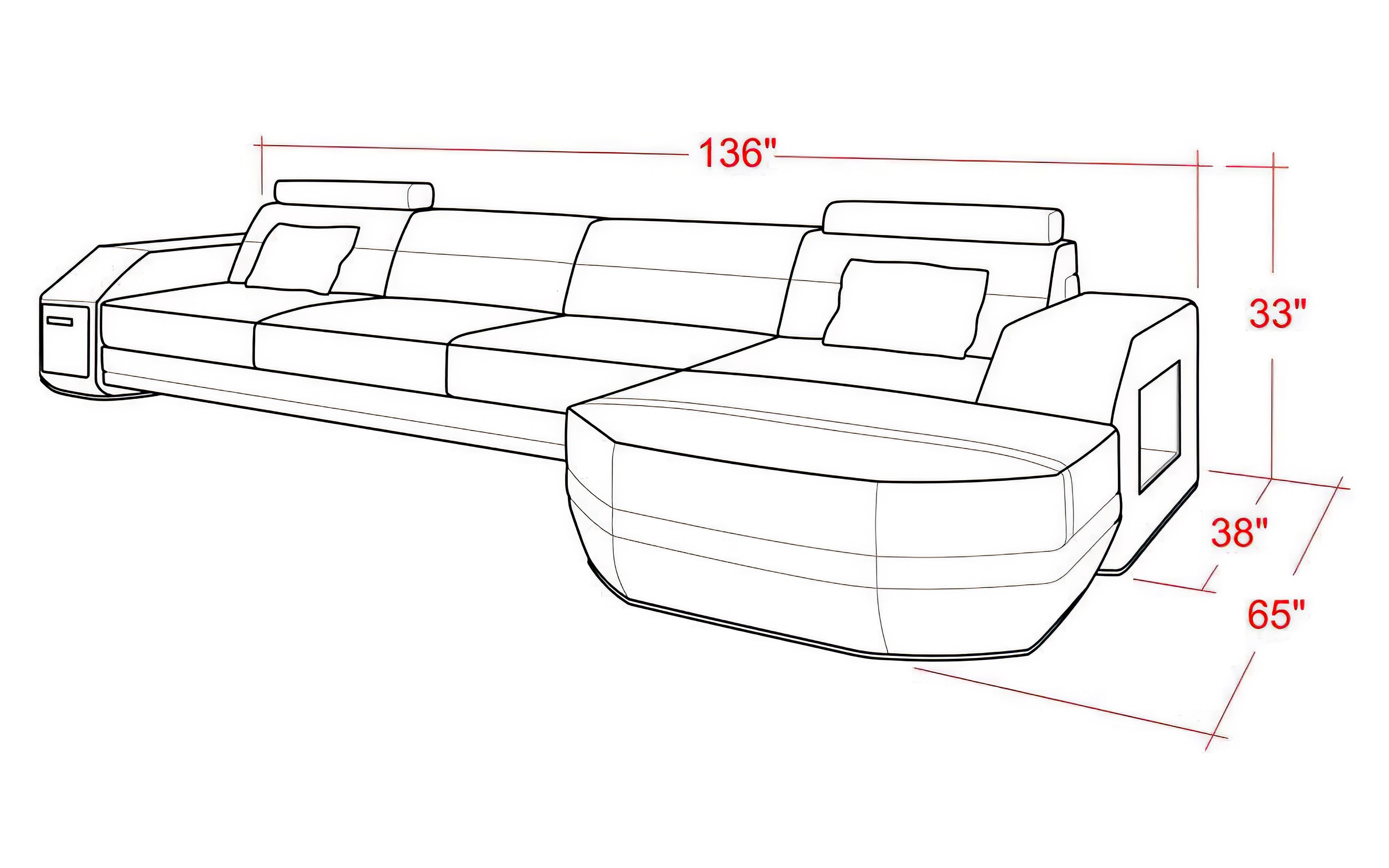 Nyx Leather Sectional with Storage