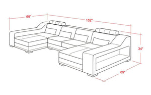 Ibiza Leather U Shape Sectional with Chaise