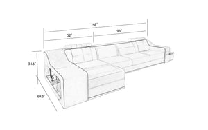 Sokol Mini Modern Leather Sectional with Chaise