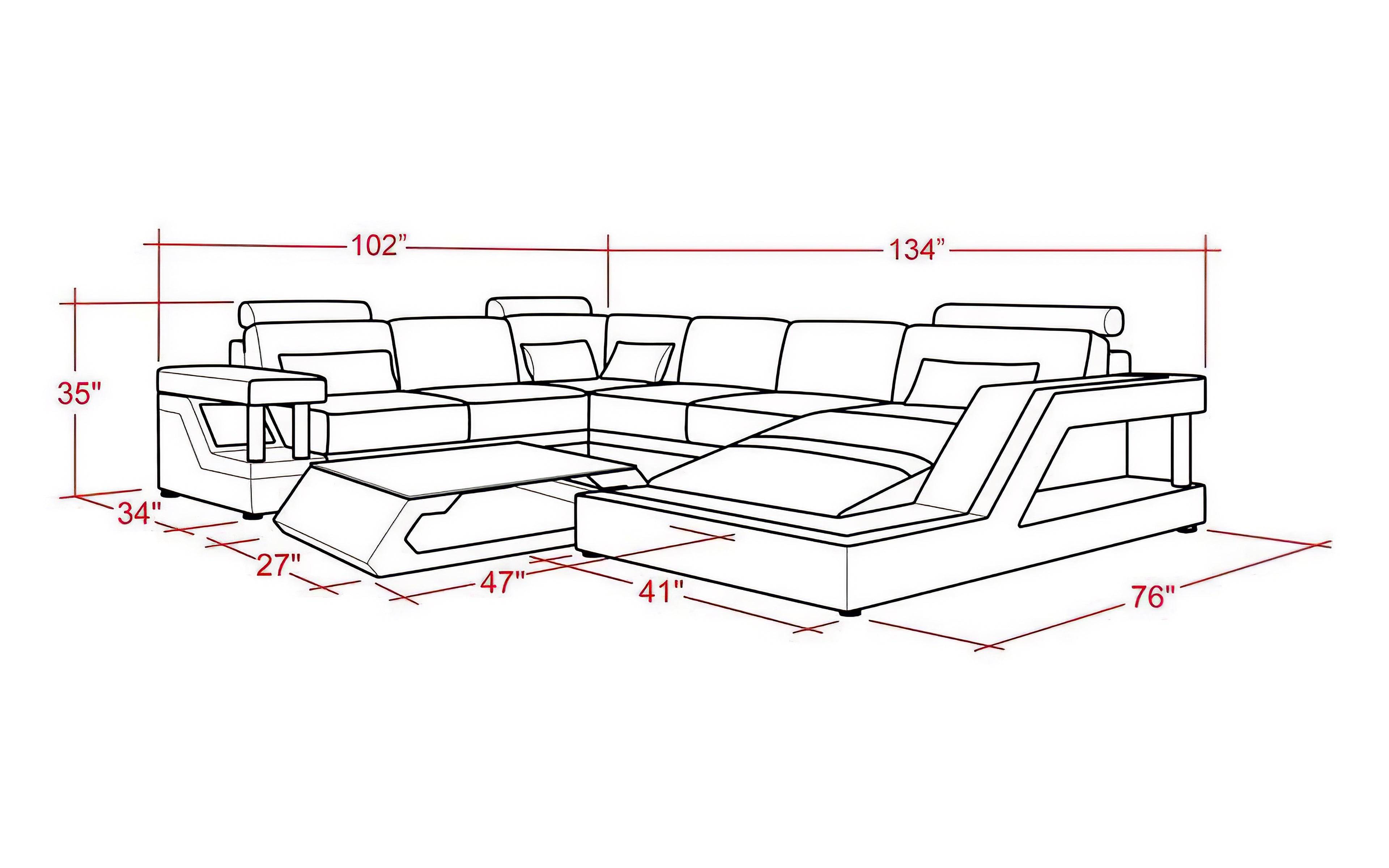 Emerson Leather Sectional With Storage