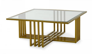 Grosseto - Glam Clear Glass and Gold Glass Coffee Table