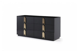 Tavi Modern Black & Gold Dresser&Mirror