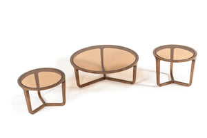 Lecce Modern 3-Piece Walnut Coffee Table Set