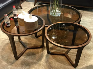 Lecce Modern 3-Piece Walnut Coffee Table Set