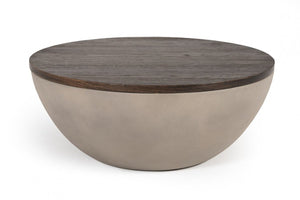 Moxie Concrete & Brown Oak Round Coffee Table