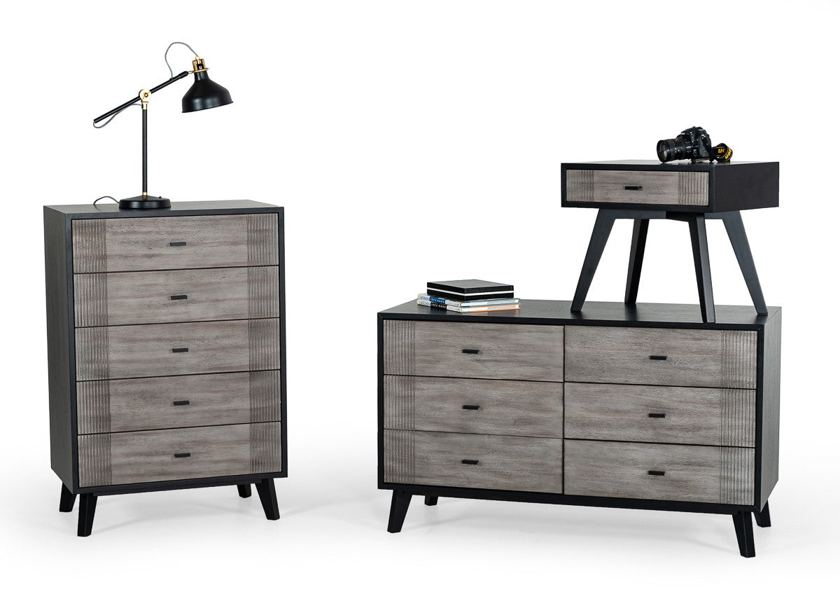 Patroel Contemporary Grey & Black Dresser&Mirror