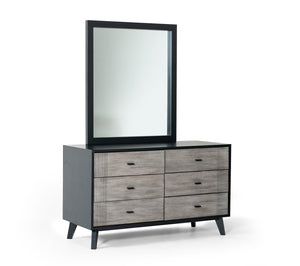 Patroel Contemporary Grey & Black Dresser&Mirror