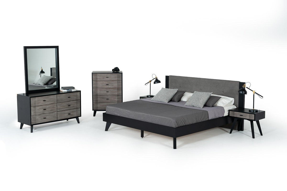 Patroel Contemporary Grey & Black Dresser&Mirror