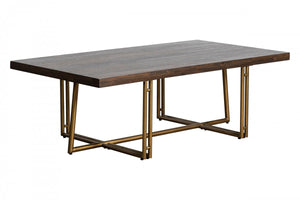 Irving Mid-century Acacia & Brass Dining Table