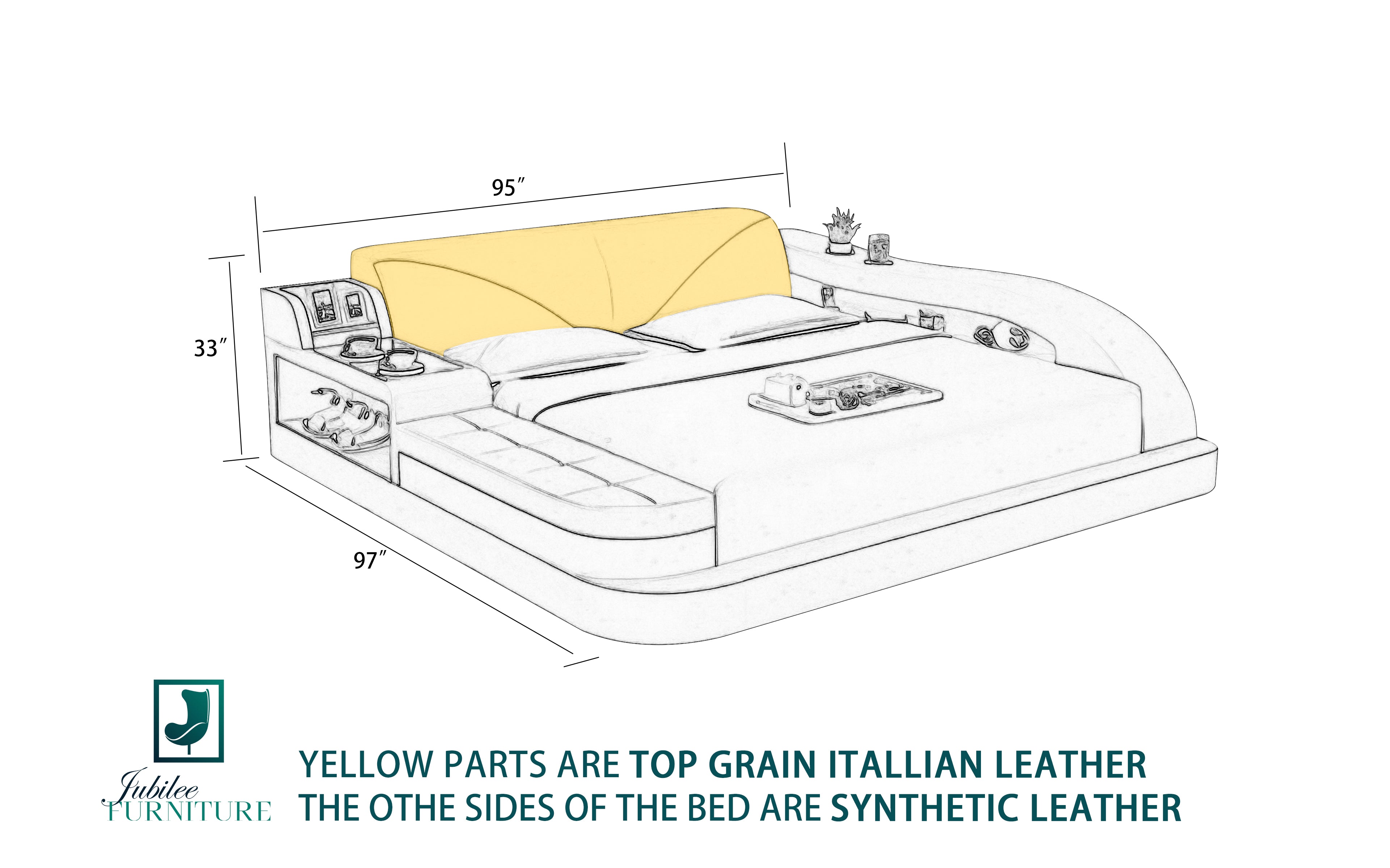 Plaff Leather Bed With Storage