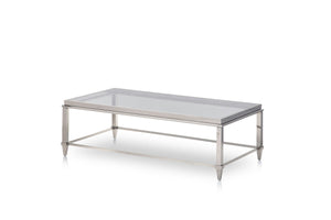 Riace Modern Glass & Stainless Steel Coffee Table
