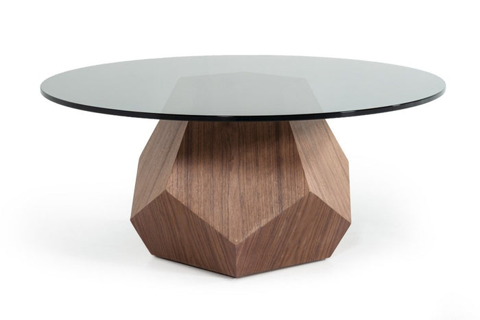 Rotiky Modern Walnut & Smoked Glass Coffee Table