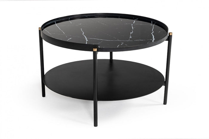 Rolidation Modern Round Black Metal Coffee Table