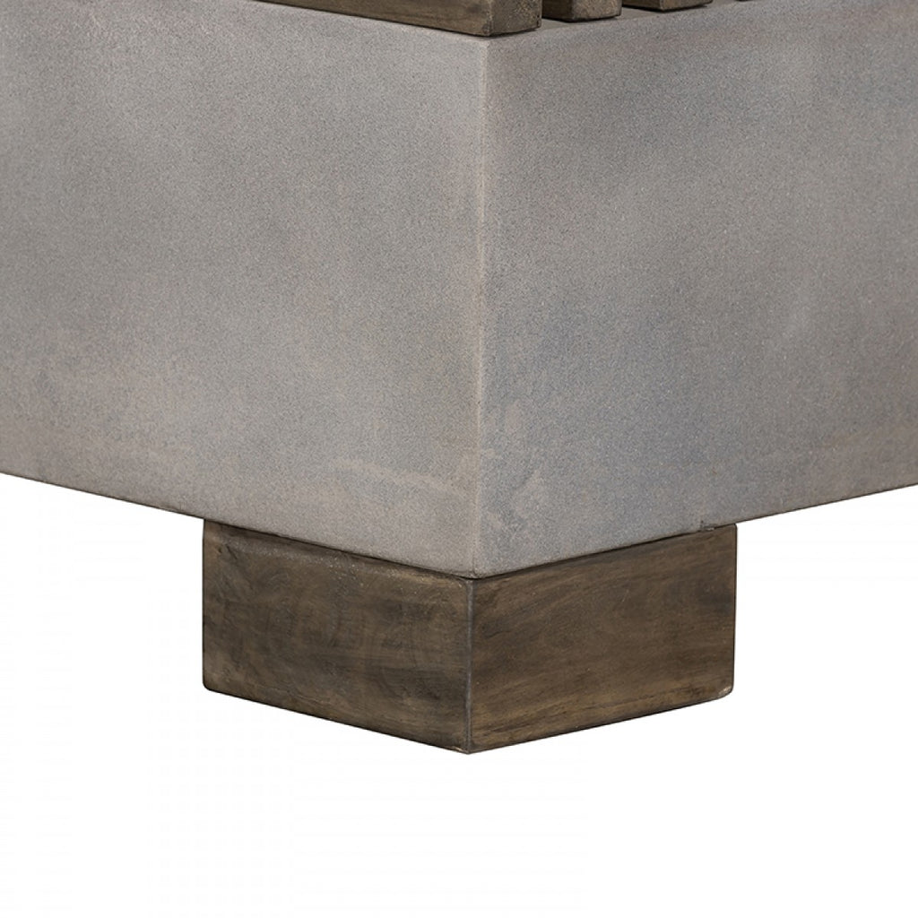 Deilo Modern Concrete & Acacia Square Coffee Table