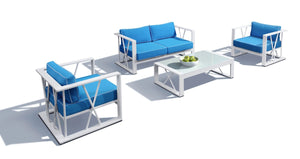 Ploto Outdoor Blue & White Sofa Set