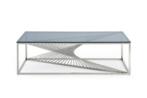 Scalea Modern Glass & Stainless Steel Coffee Table